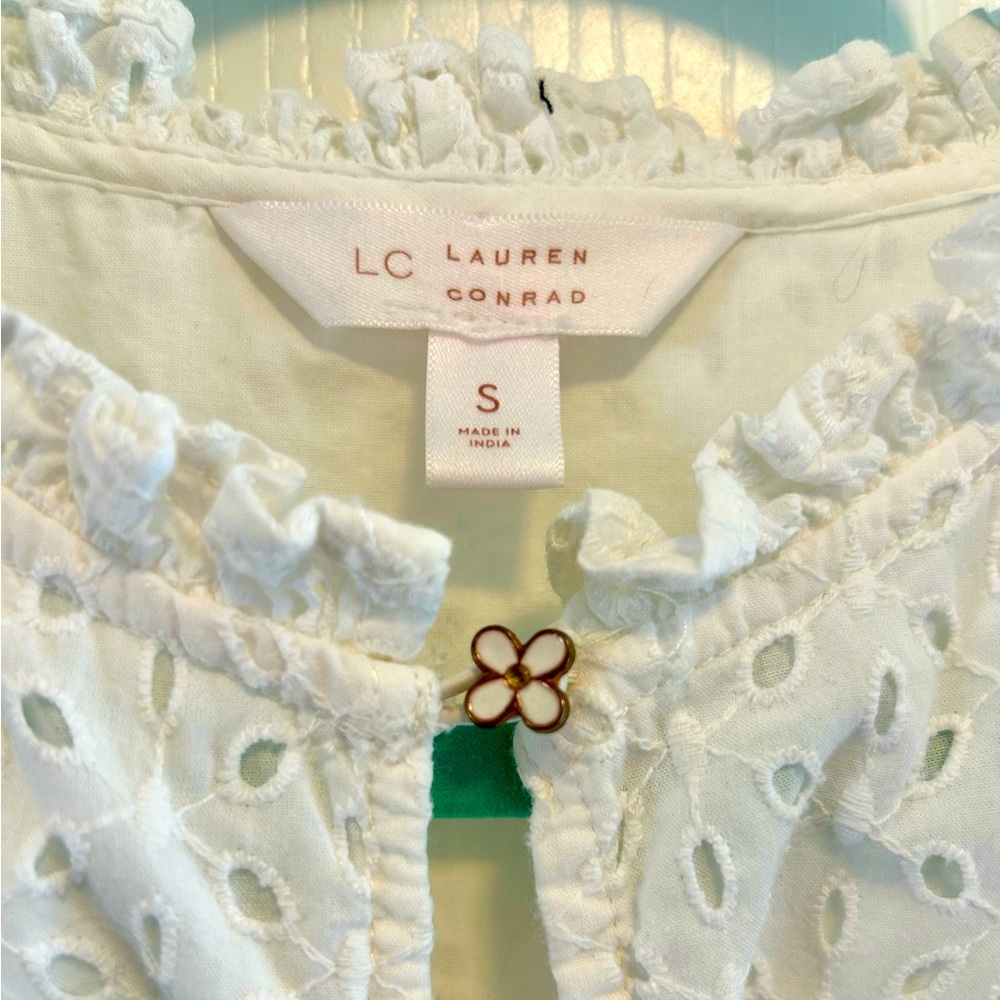 LC Lauren Conrad White Eyelet Top - Picture 3 of 4